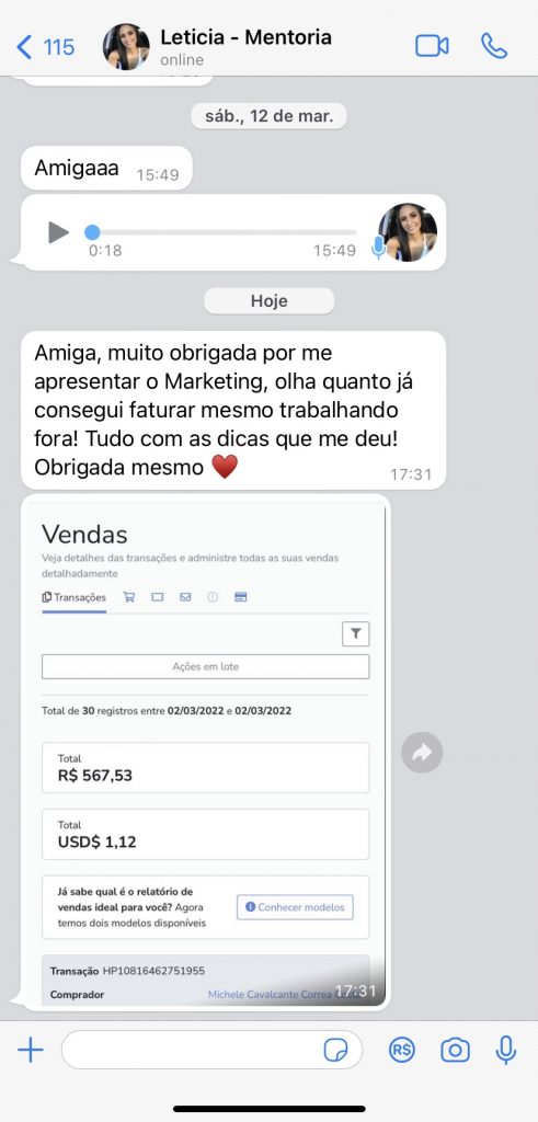 Depoimento METAMORFOSE MILIONÁRIA 